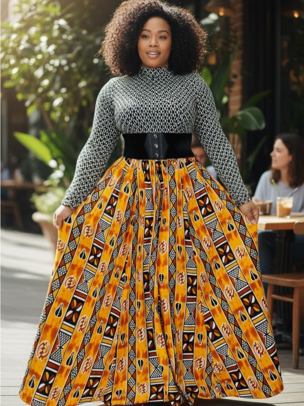 Bohemian Yellow Patterned Maxi Skirt
